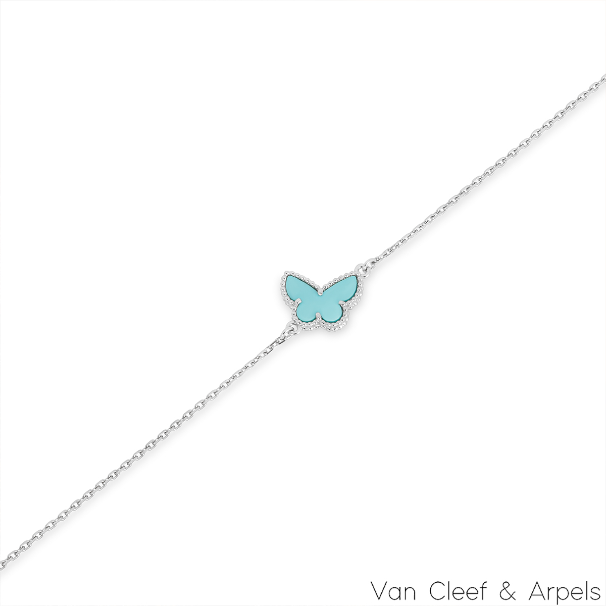 Van Cleef & Arpels White Gold Turquoise Sweet Alhambra Butterfly Bracelet VCARF80400